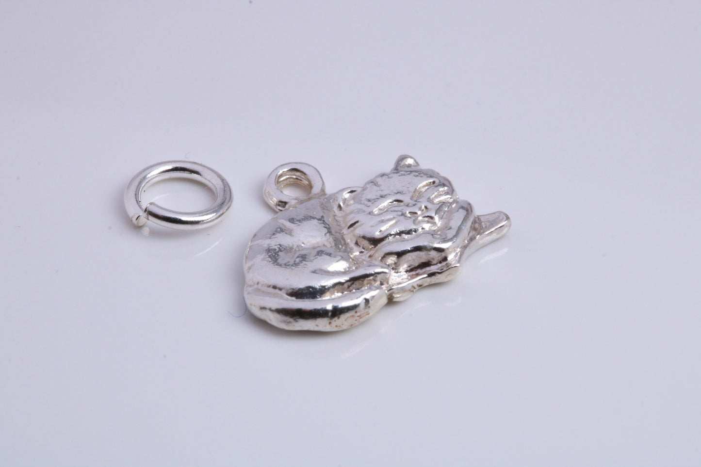 Cat Charm, Traditional Charm, Made from Solid 925 Grade Sterling Silver, Complete with Attachment Link