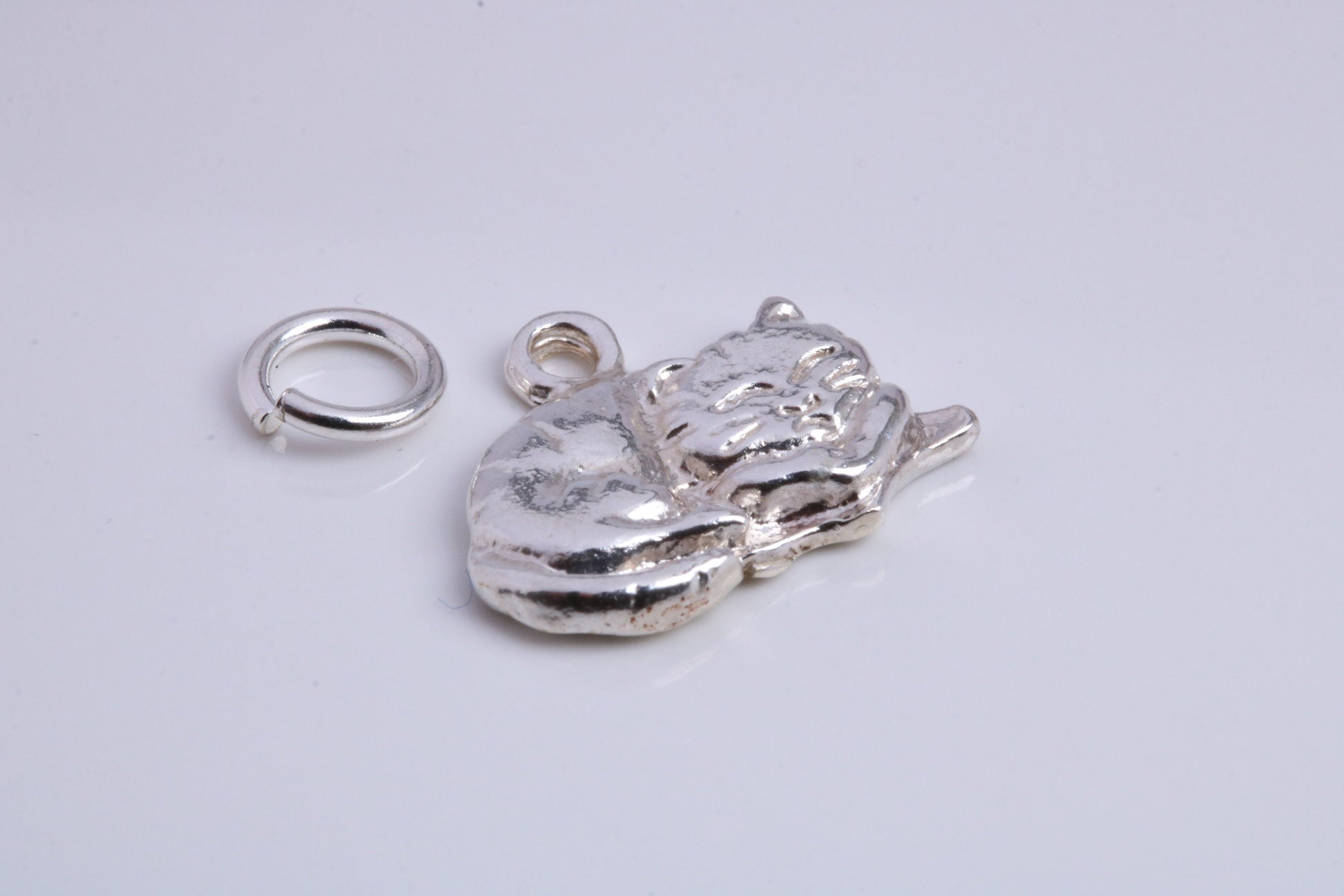 Cat Charm, Traditional Charm, Made from Solid 925 Grade Sterling Silver, Complete with Attachment Link