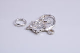 Cat Charm, Traditional Charm, Made from Solid 925 Grade Sterling Silver, Complete with Attachment Link