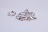 Cat Charm, Traditional Charm, Made from Solid 925 Grade Sterling Silver, Complete with Attachment Link