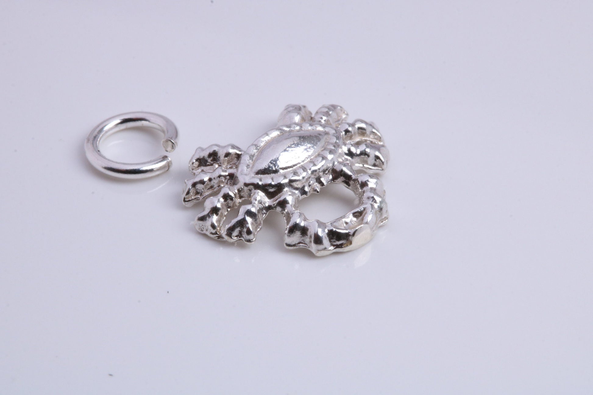 Crab Charm, Traditional Charm, Made from Solid 925 Grade Sterling Silver, Complete with Attachment Link