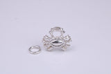 Crab Charm, Traditional Charm, Made from Solid 925 Grade Sterling Silver, Complete with Attachment Link
