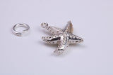 Star Fish Charm, Traditional Charm, Made from Solid 925 Grade Sterling Silver, Complete with Attachment Link