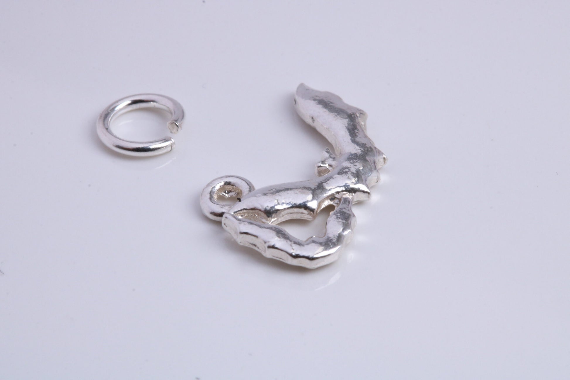 Shrimp Charm, Traditional Charm, Made from Solid 925 Grade Sterling Silver, Complete with Attachment Link