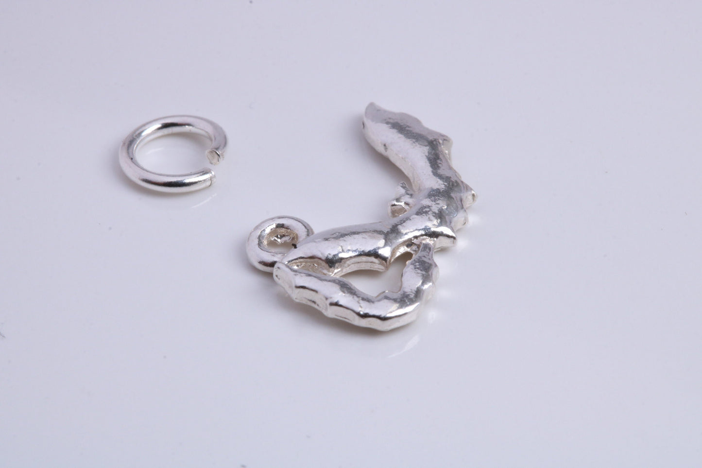 Shrimp Charm, Traditional Charm, Made from Solid 925 Grade Sterling Silver, Complete with Attachment Link