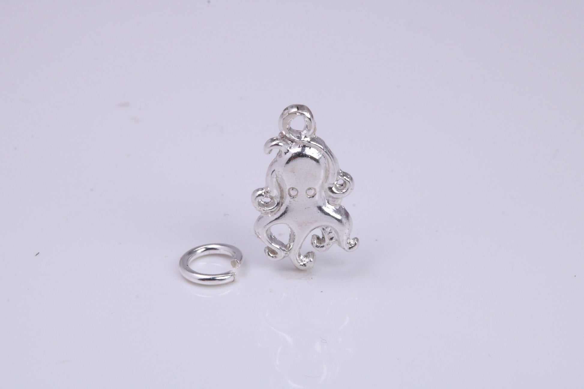 Octopus Charm, Traditional Charm, Made from Solid 925 Grade Sterling Silver, Complete with Attachment Link