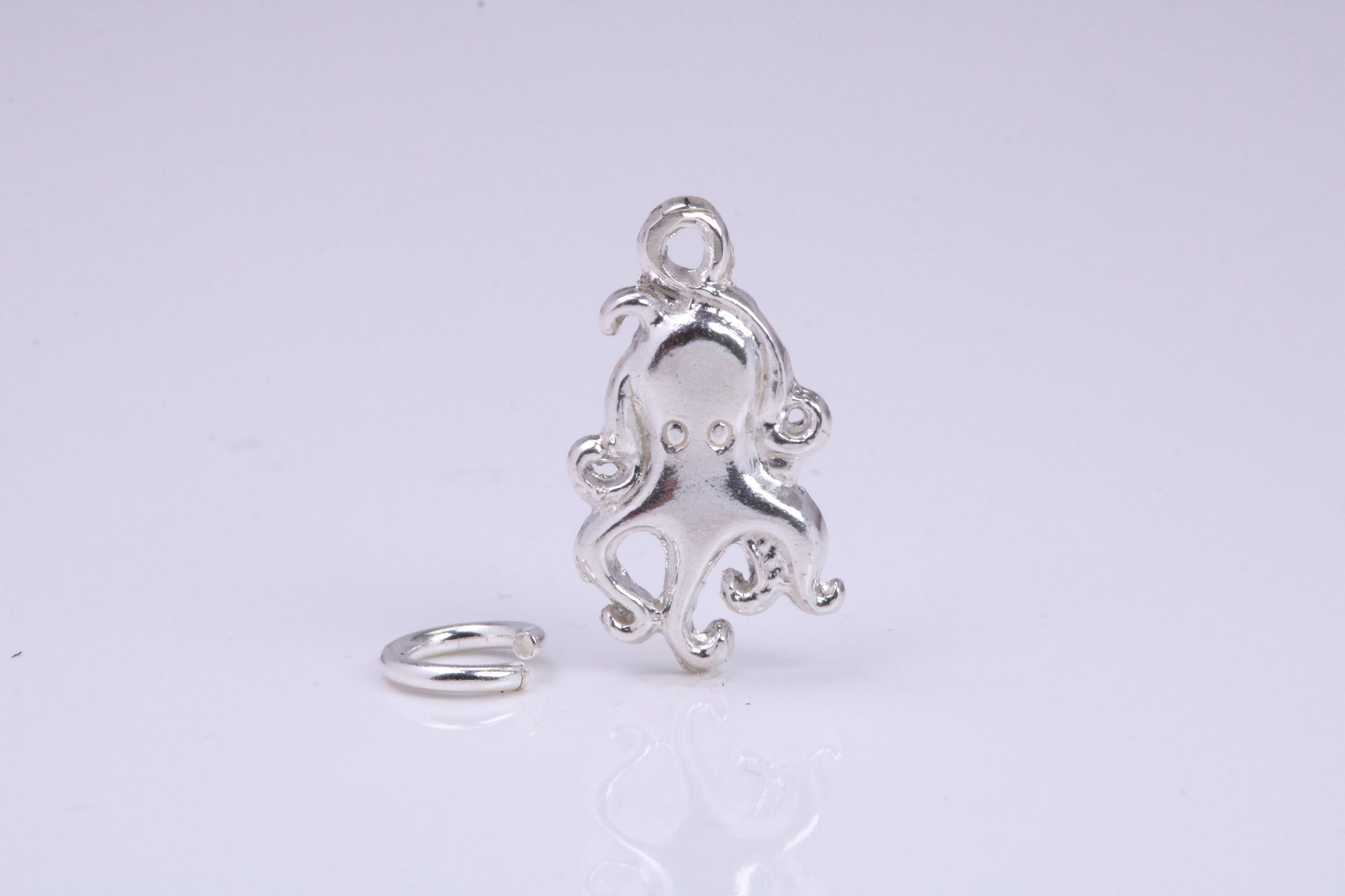 Octopus Charm, Traditional Charm, Made from Solid 925 Grade Sterling Silver, Complete with Attachment Link