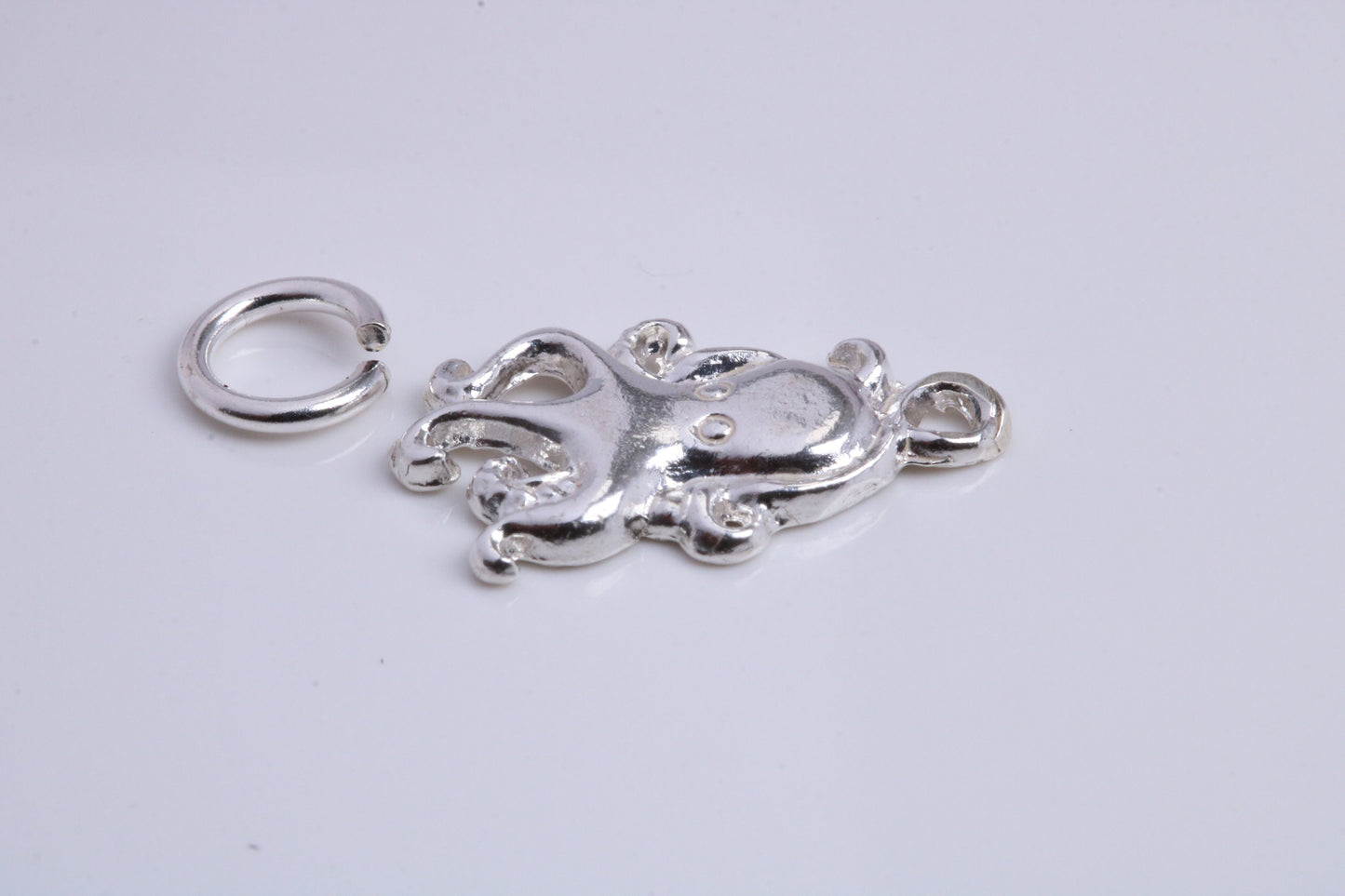 Octopus Charm, Traditional Charm, Made from Solid 925 Grade Sterling Silver, Complete with Attachment Link