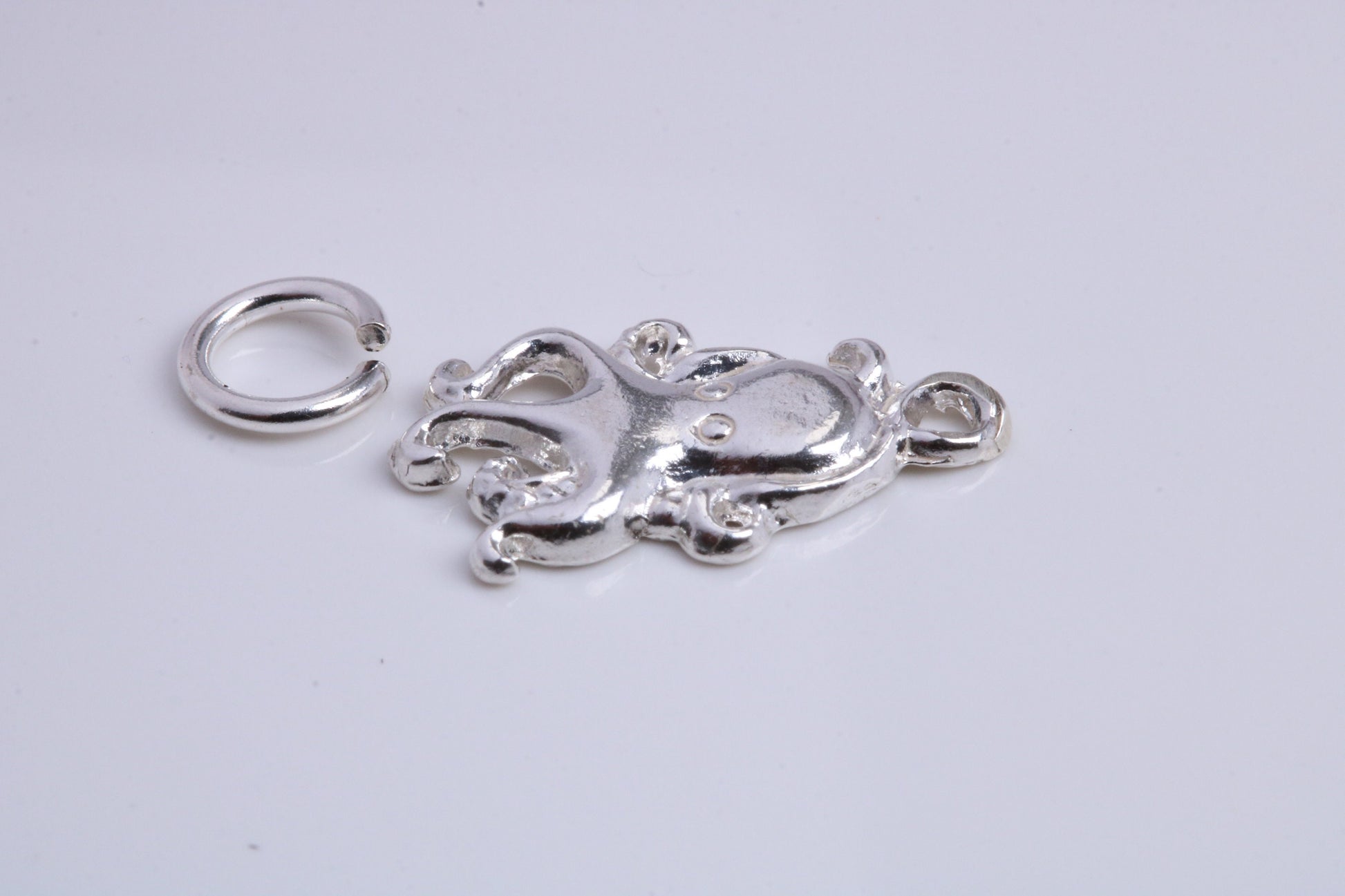 Octopus Charm, Traditional Charm, Made from Solid 925 Grade Sterling Silver, Complete with Attachment Link