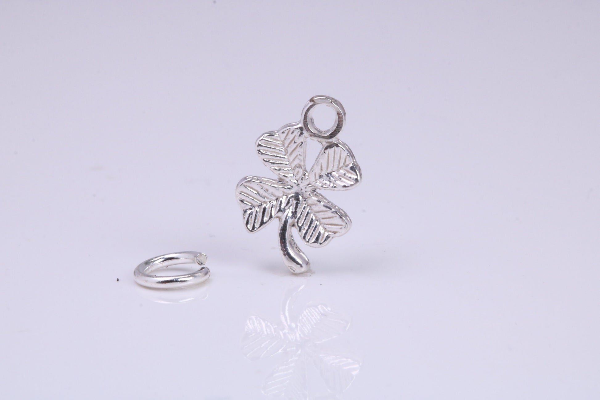 Clover Leaf Charm, Traditional Charm, Made from Solid 925 Grade Sterling Silver, Complete with Attachment Link