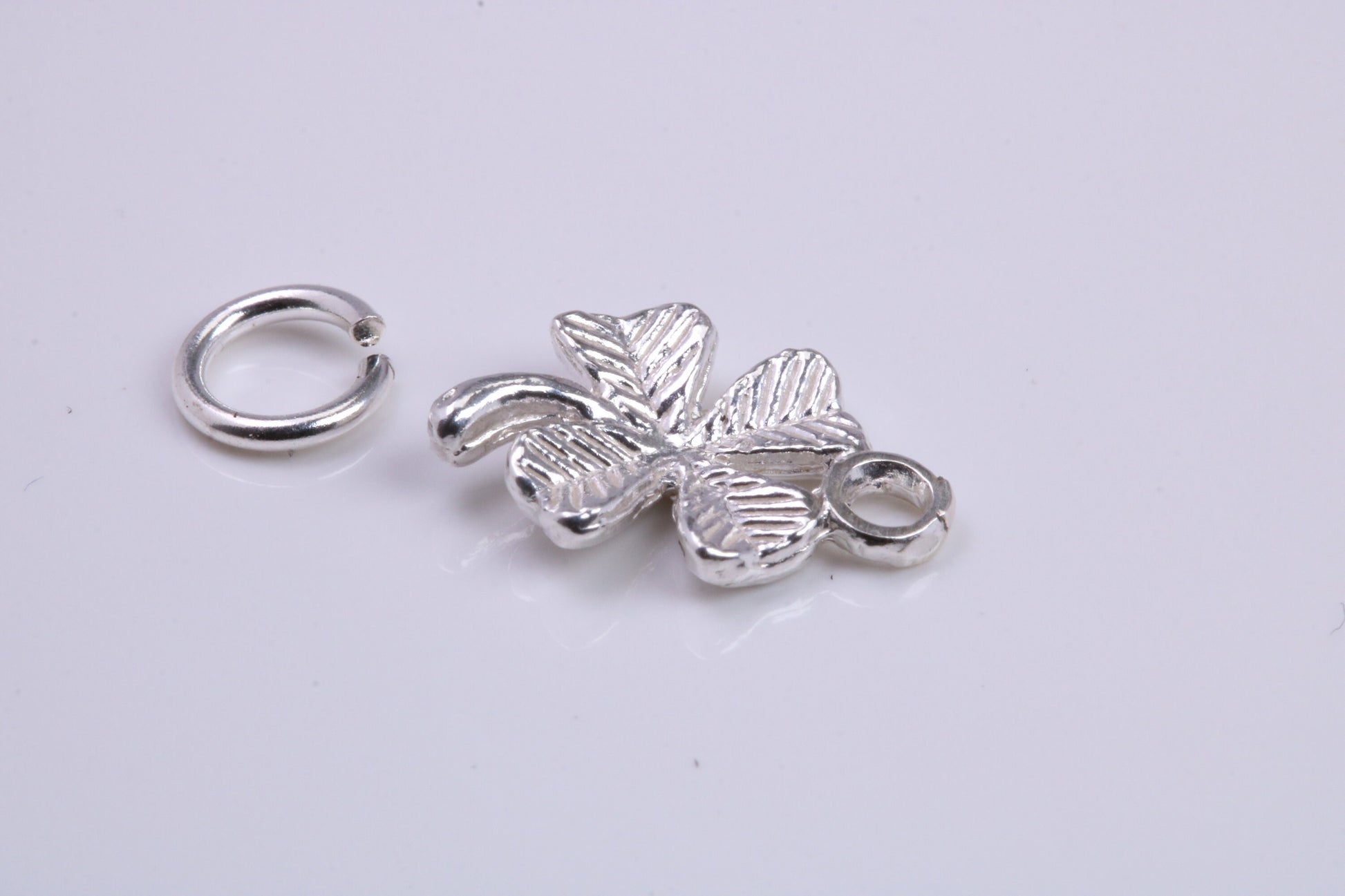 Clover Leaf Charm, Traditional Charm, Made from Solid 925 Grade Sterling Silver, Complete with Attachment Link