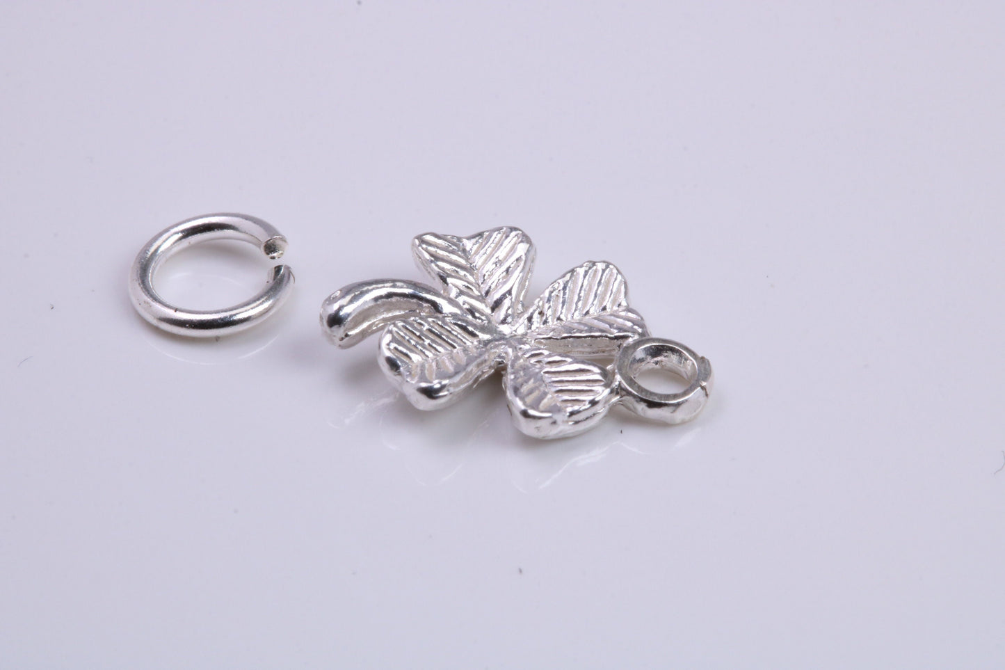 Clover Leaf Charm, Traditional Charm, Made from Solid 925 Grade Sterling Silver, Complete with Attachment Link