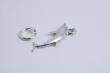 Dolphin Charm, Traditional Charm, Made from Solid 925 Grade Sterling Silver, Complete with Attachment Link