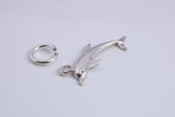 Dolphin Charm, Traditional Charm, Made from Solid 925 Grade Sterling Silver, Complete with Attachment Link