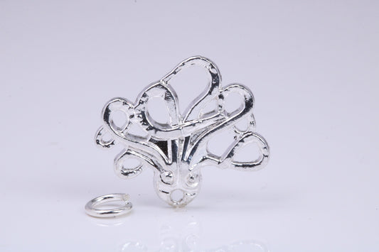 Octopus Charm, Traditional Charm, Made from Solid 925 Grade Sterling Silver, Complete with Attachment Link