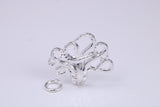 Octopus Charm, Traditional Charm, Made from Solid 925 Grade Sterling Silver, Complete with Attachment Link