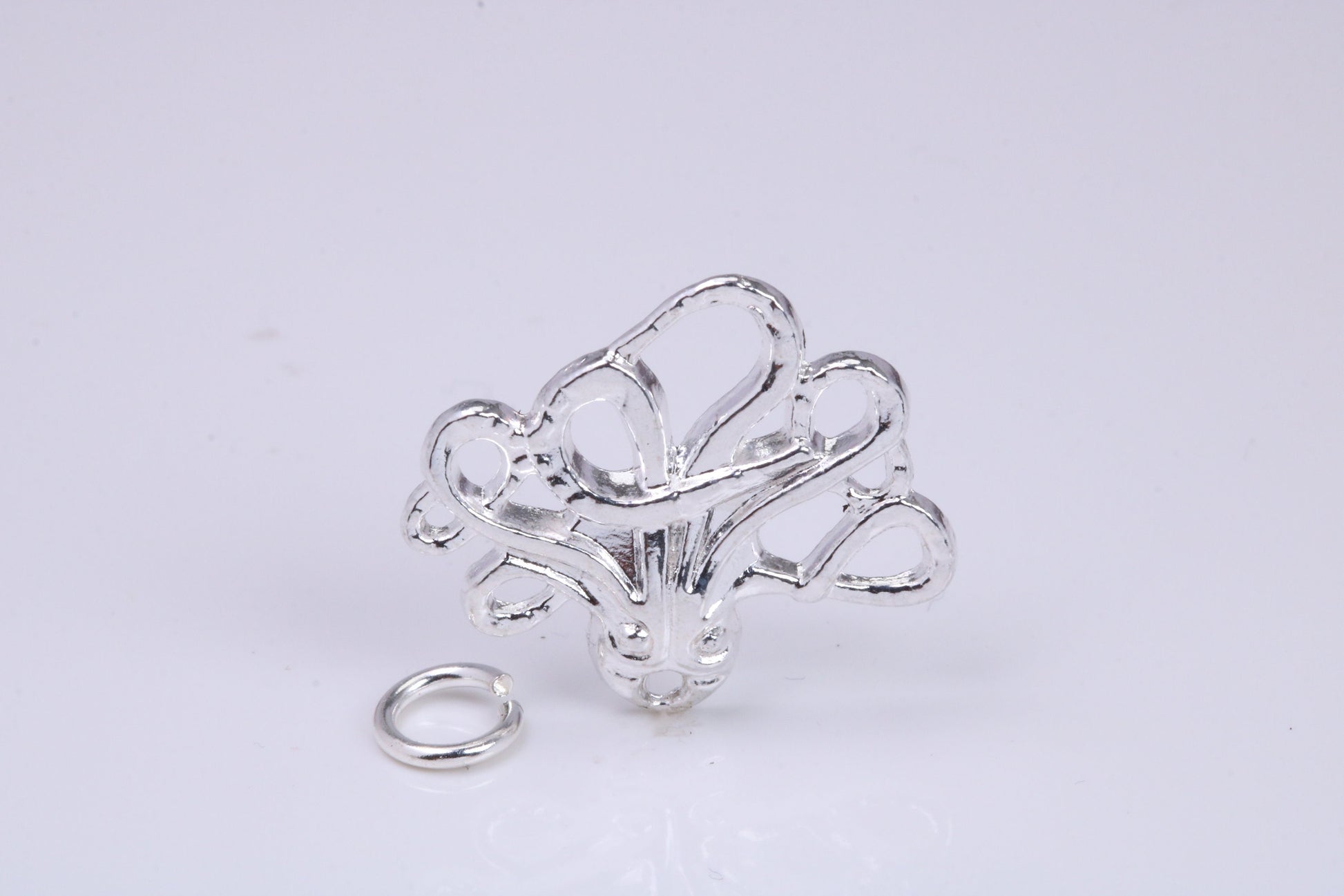 Octopus Charm, Traditional Charm, Made from Solid 925 Grade Sterling Silver, Complete with Attachment Link