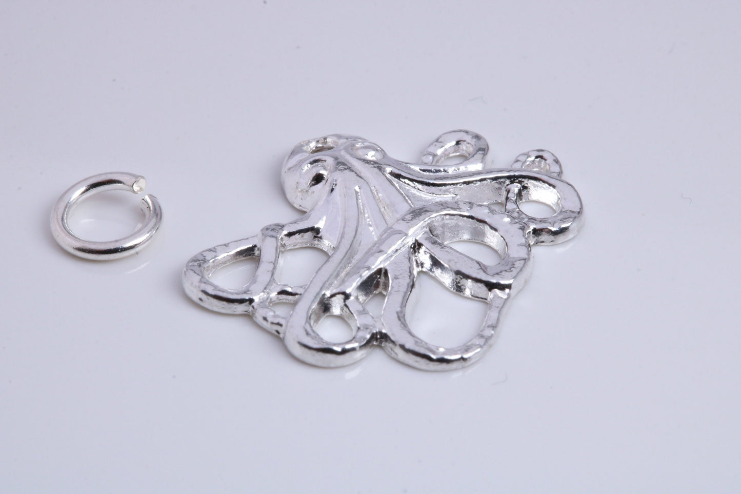 Octopus Charm, Traditional Charm, Made from Solid 925 Grade Sterling Silver, Complete with Attachment Link