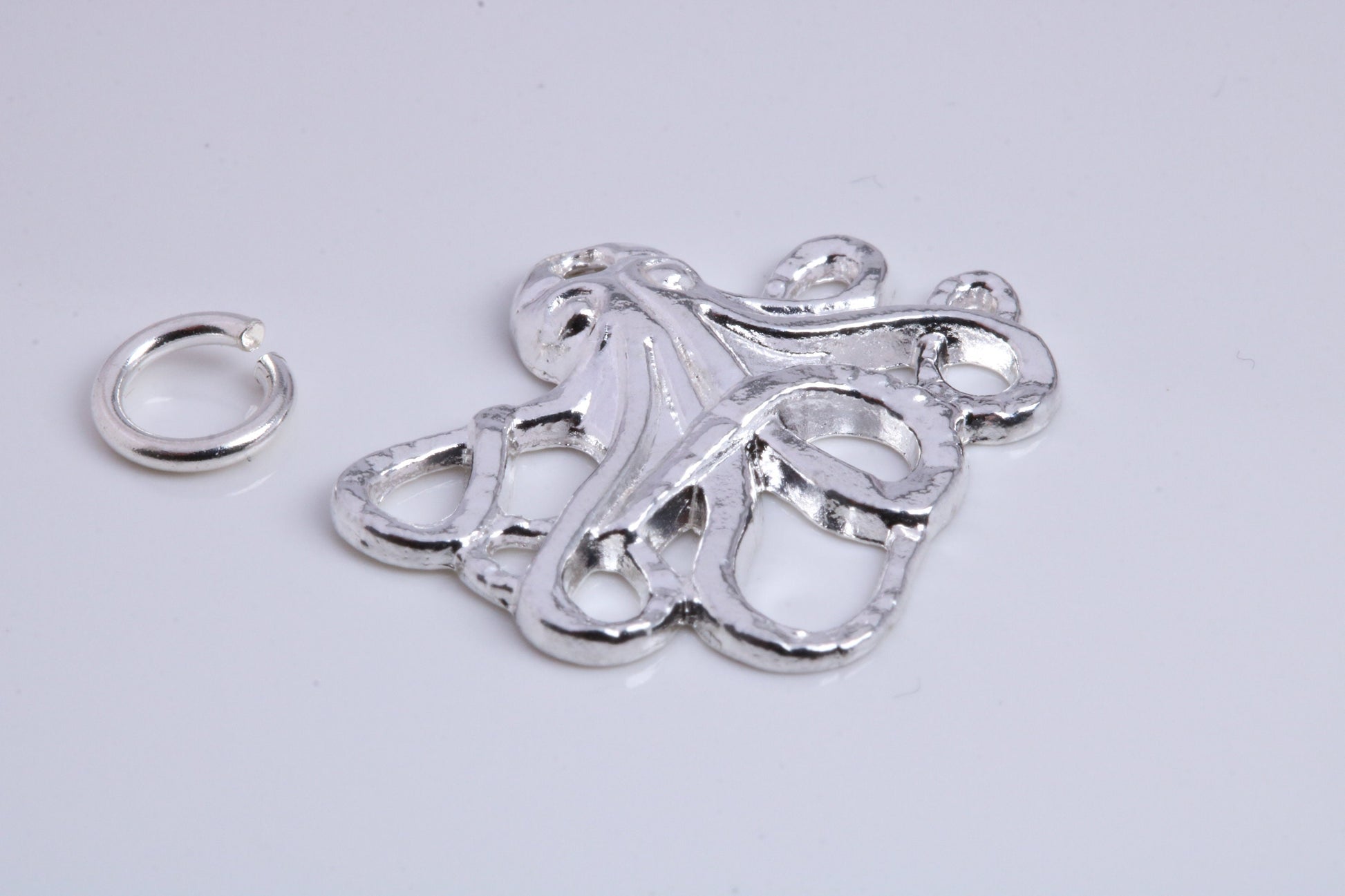 Octopus Charm, Traditional Charm, Made from Solid 925 Grade Sterling Silver, Complete with Attachment Link