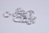 Octopus Charm, Traditional Charm, Made from Solid 925 Grade Sterling Silver, Complete with Attachment Link