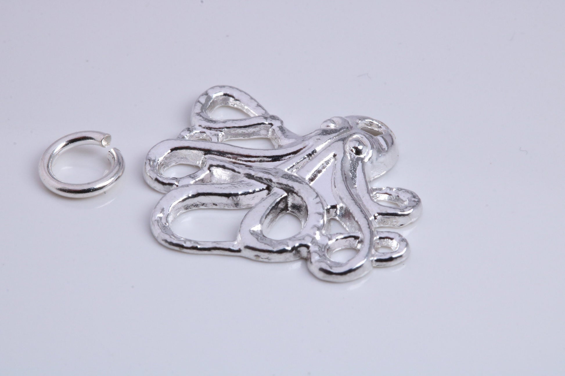 Octopus Charm, Traditional Charm, Made from Solid 925 Grade Sterling Silver, Complete with Attachment Link