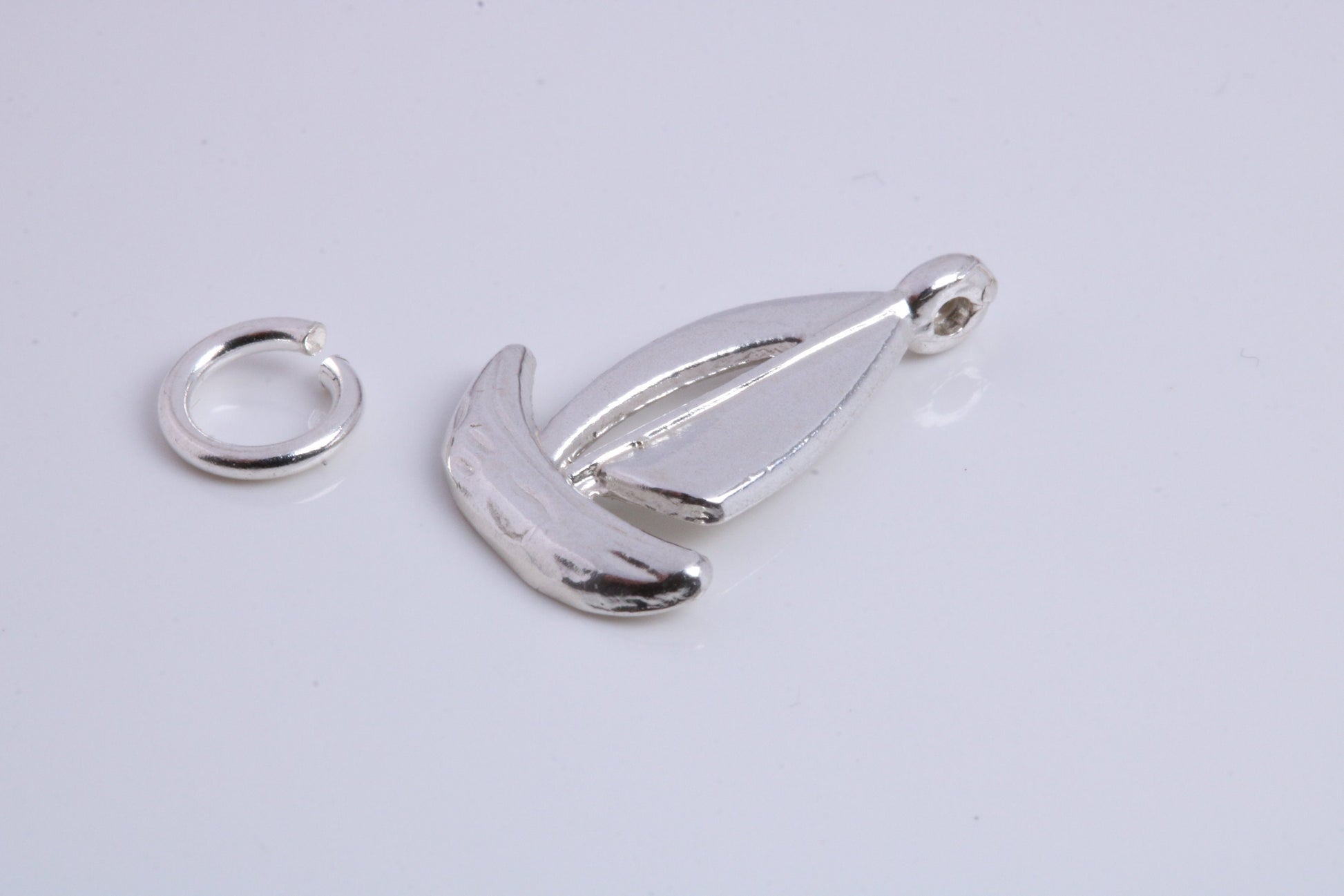 Sailing Dingy Charm, Traditional Charm, Made from Solid 925 Grade Sterling Silver, Complete with Attachment Link