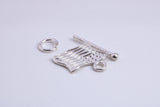 USA Flag Charm, Traditional Charm, Made from Solid 925 Grade Sterling Silver, Complete with Attachment Link