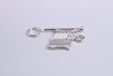 USA Flag Charm, Traditional Charm, Made from Solid 925 Grade Sterling Silver, Complete with Attachment Link