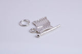 USA Flag Charm, Traditional Charm, Made from Solid 925 Grade Sterling Silver, Complete with Attachment Link