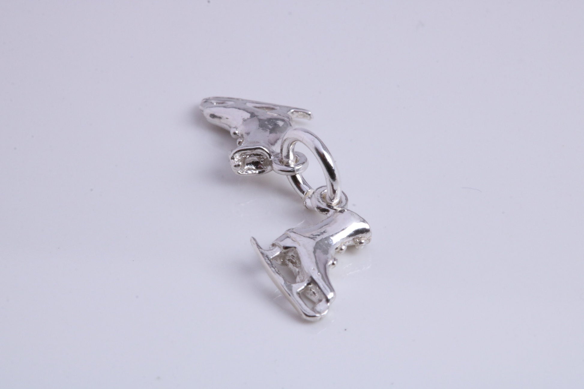 Pair of Ice Skates Charm, Traditional Charm, Made from Solid 925 Grade Sterling Silver, Complete with Attachment Link