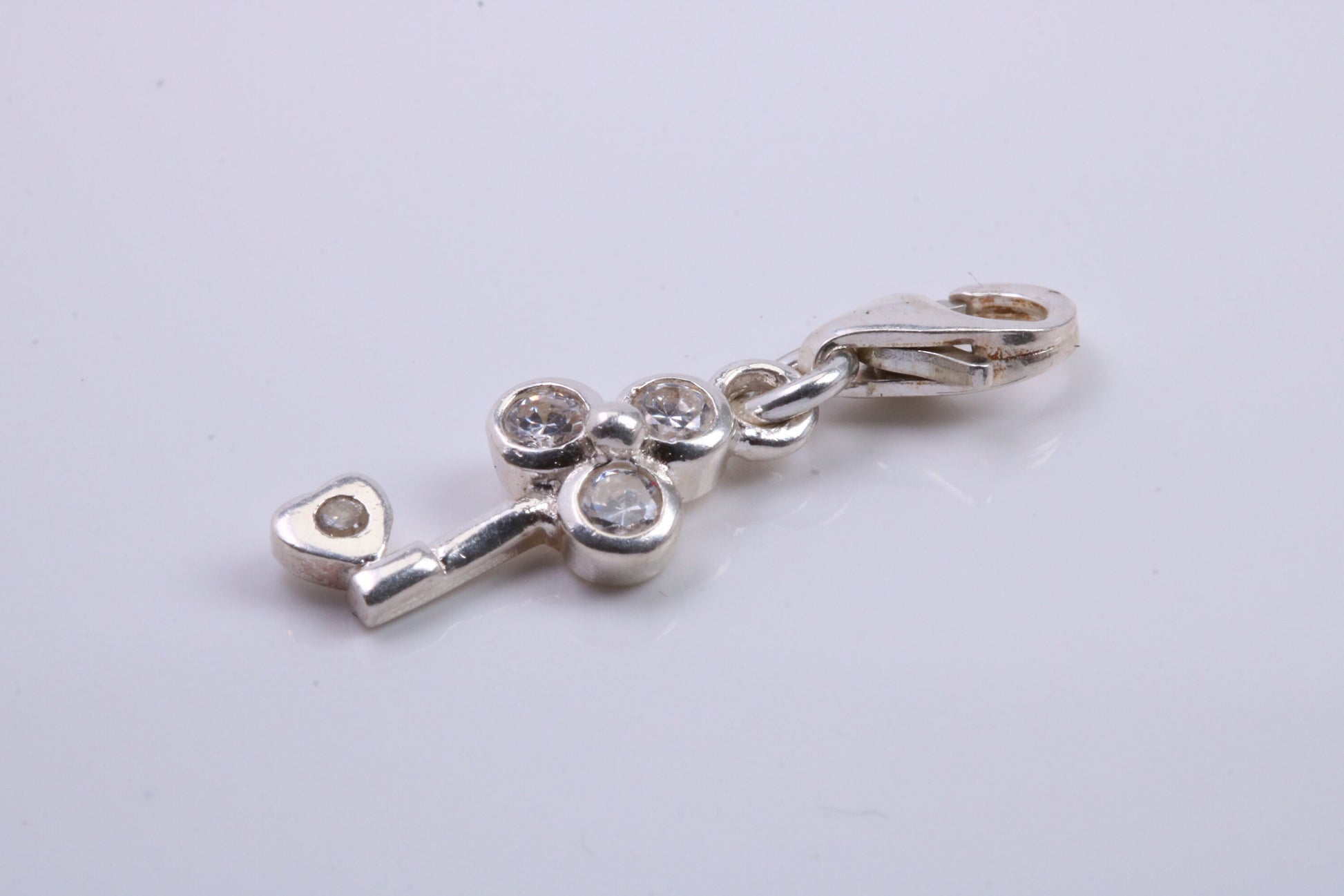 Key Charm, Traditional Charm, Made from Solid 925 Grade Sterling Silver, Complete with Attachment Link