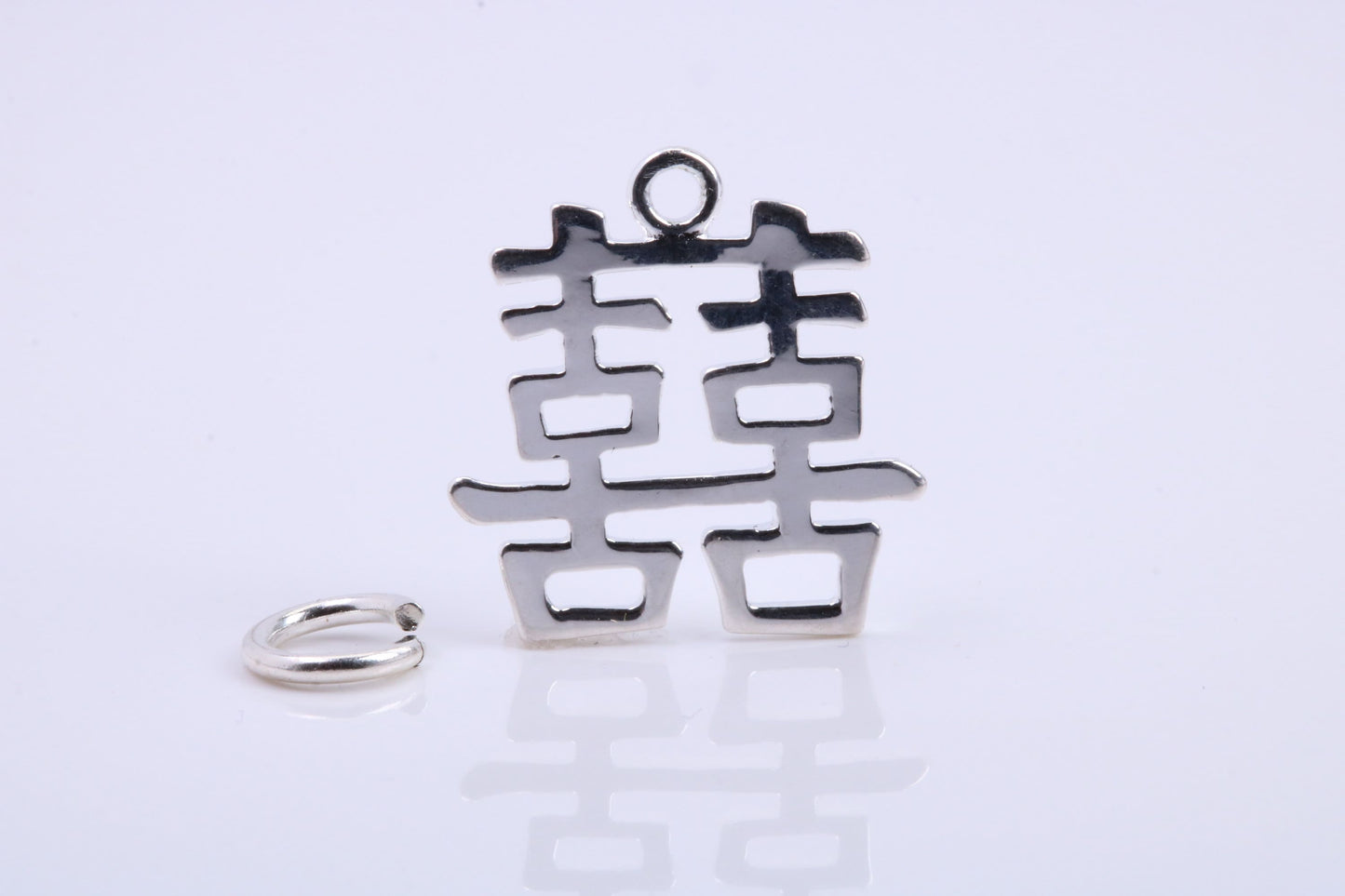 Oriental Writing Charm, Traditional Charm, Made from Solid 925 Grade Sterling Silver, Complete with Attachment Link