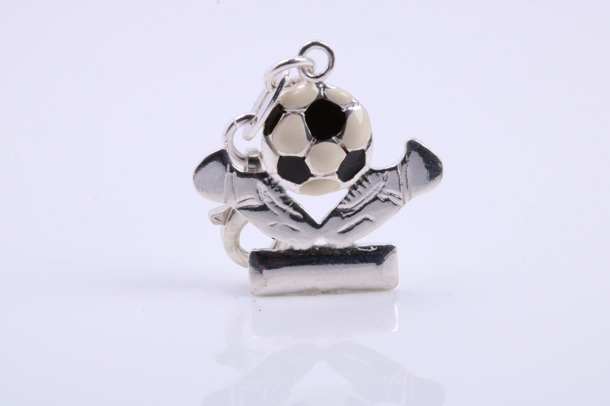 Foot Ball Trophy Charm, Traditional Charm, Made from Solid 925 Grade Sterling Silver, Complete with Attachment Link