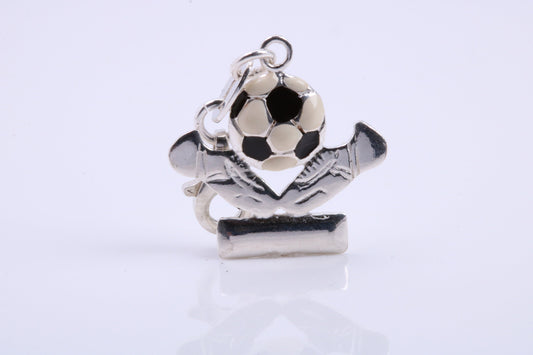 Foot Ball Trophy Charm, Traditional Charm, Made from Solid 925 Grade Sterling Silver, Complete with Attachment Link