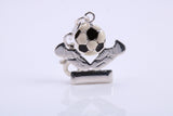 Foot Ball Trophy Charm, Traditional Charm, Made from Solid 925 Grade Sterling Silver, Complete with Attachment Link