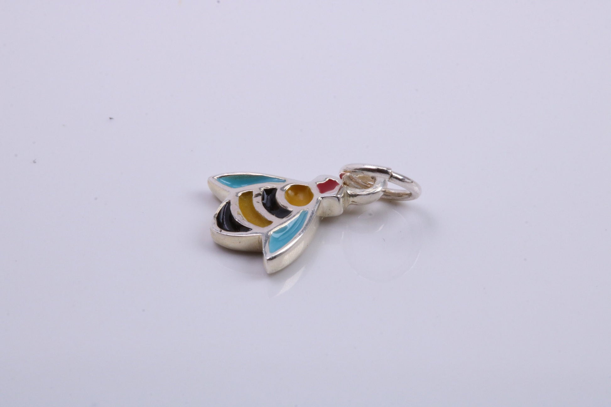 Bumble Bee Charm, Traditional Charm, Made from Solid 925 Grade Sterling Silver, Complete with Attachment Link