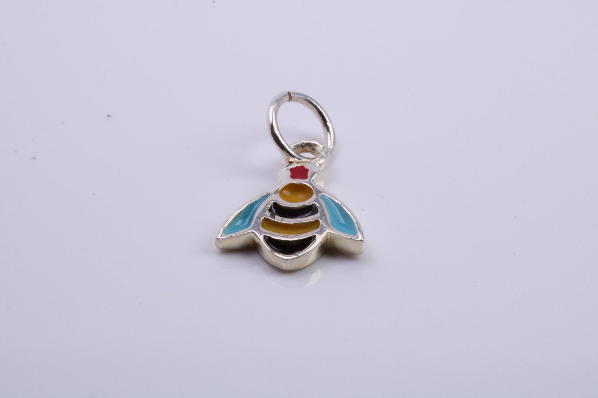 Bumble Bee Charm, Traditional Charm, Made from Solid 925 Grade Sterling Silver, Complete with Attachment Link