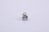Solitaire Pendant Charm, Traditional Charm, Made from Solid 925 Grade Sterling Silver, Complete with Attachment Link
