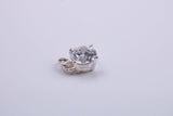 Solitaire Pendant Charm, Traditional Charm, Made from Solid 925 Grade Sterling Silver, Complete with Attachment Link