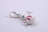 Snowman Charm, Traditional Charm, Made from Solid 925 Grade Sterling Silver, Complete with Attachment Link
