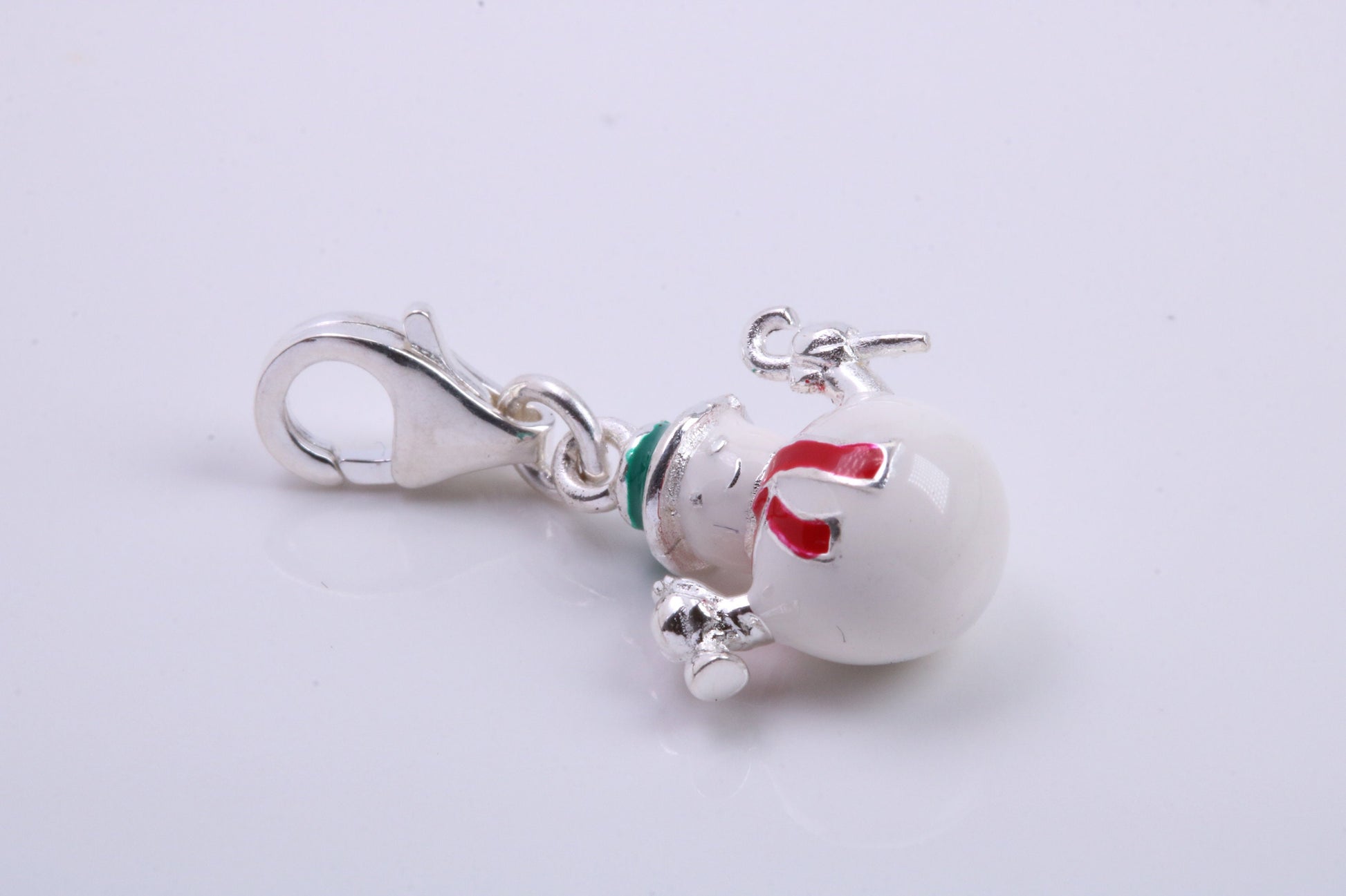 Snowman Charm, Traditional Charm, Made from Solid 925 Grade Sterling Silver, Complete with Attachment Link