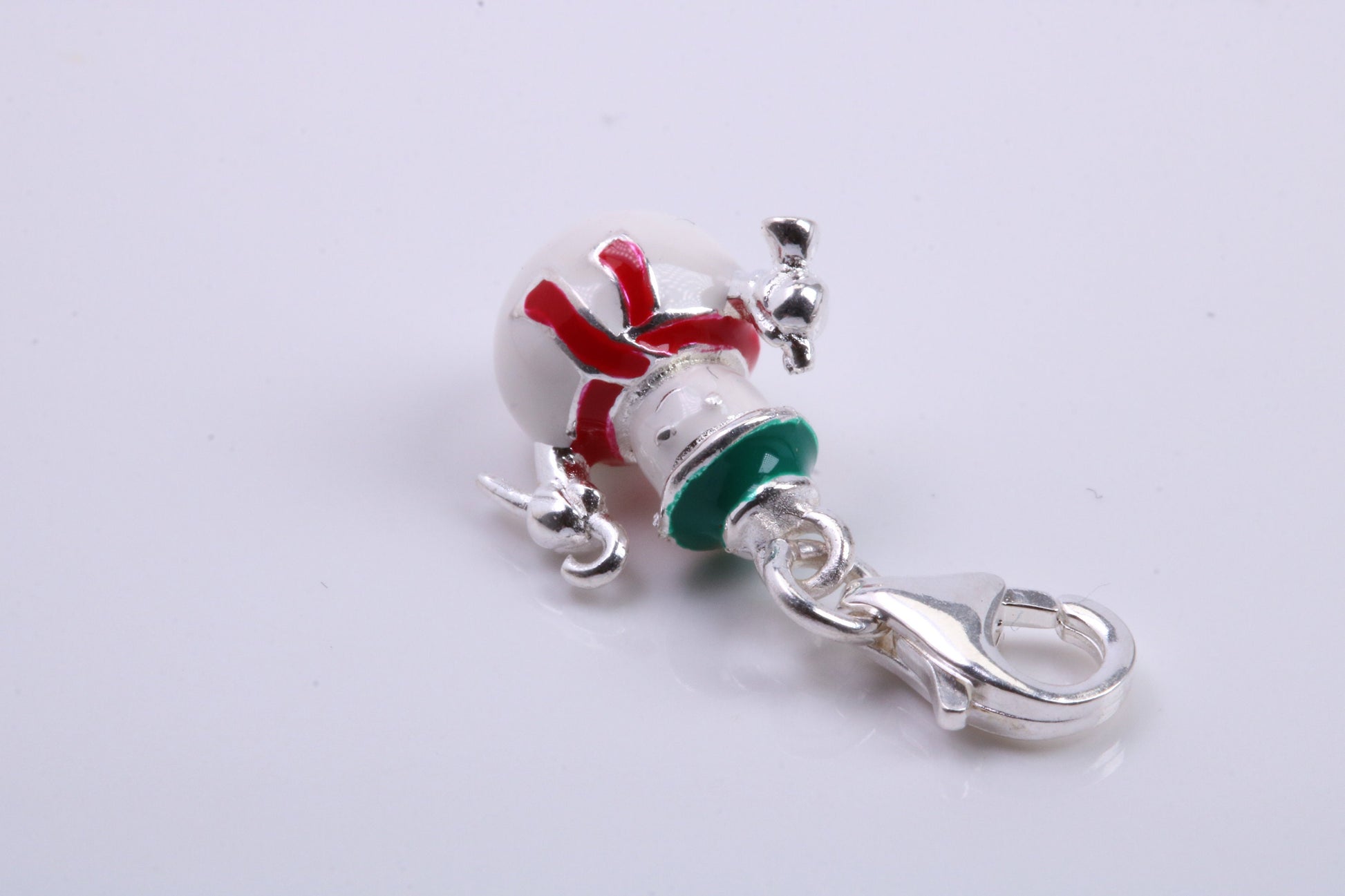 Snowman Charm, Traditional Charm, Made from Solid 925 Grade Sterling Silver, Complete with Attachment Link