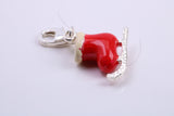 Christmas Stocking Ice Skate Charm, Traditional Charm, Made from Solid 925 Grade Sterling Silver, Complete with Attachment Link