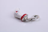 Christmas Stocking Charm, Traditional Charm, Made from Solid 925 Grade Sterling Silver, Complete with Attachment Link