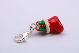 Christmas Stocking Charm, Traditional Charm, Made from Solid 925 Grade Sterling Silver, Complete with Attachment Link