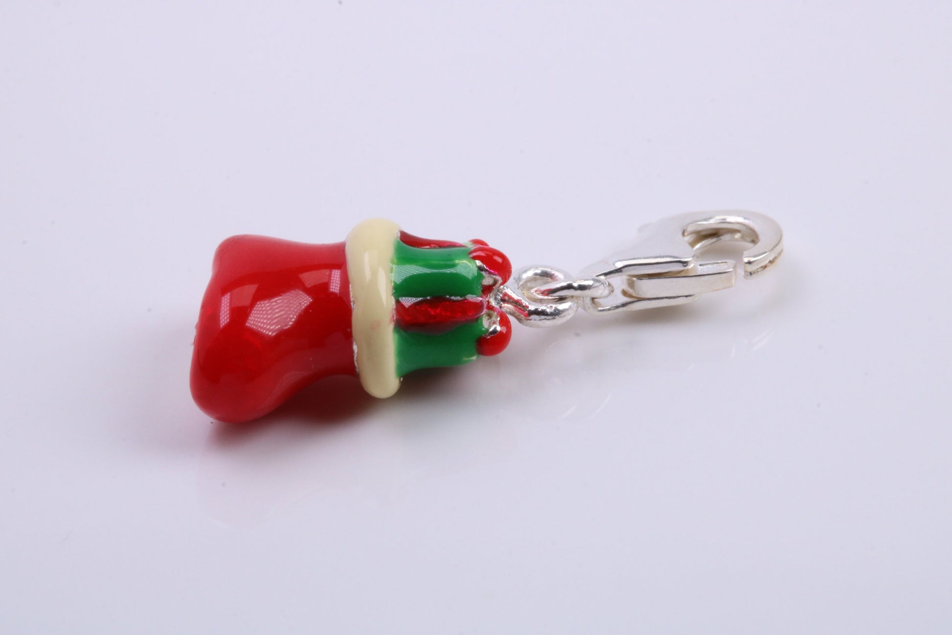 Christmas Stocking Charm, Traditional Charm, Made from Solid 925 Grade Sterling Silver, Complete with Attachment Link