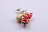 Father Christmas Charm, Traditional Charm, Made from Solid 925 Grade Sterling Silver, Complete with Attachment Link
