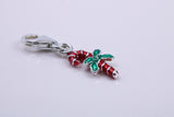 Christmas Candy Charm, Traditional Charm, Made from Solid 925 Grade Sterling Silver, Complete with Attachment Link