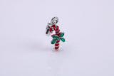 Christmas Candy Charm, Traditional Charm, Made from Solid 925 Grade Sterling Silver, Complete with Attachment Link