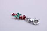 Christmas Candy Charm, Traditional Charm, Made from Solid 925 Grade Sterling Silver, Complete with Attachment Link